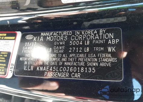 2018 Kia Stinger Gt1 z USA, uszkodzony, nr VIN KNAE45LC0J6018135